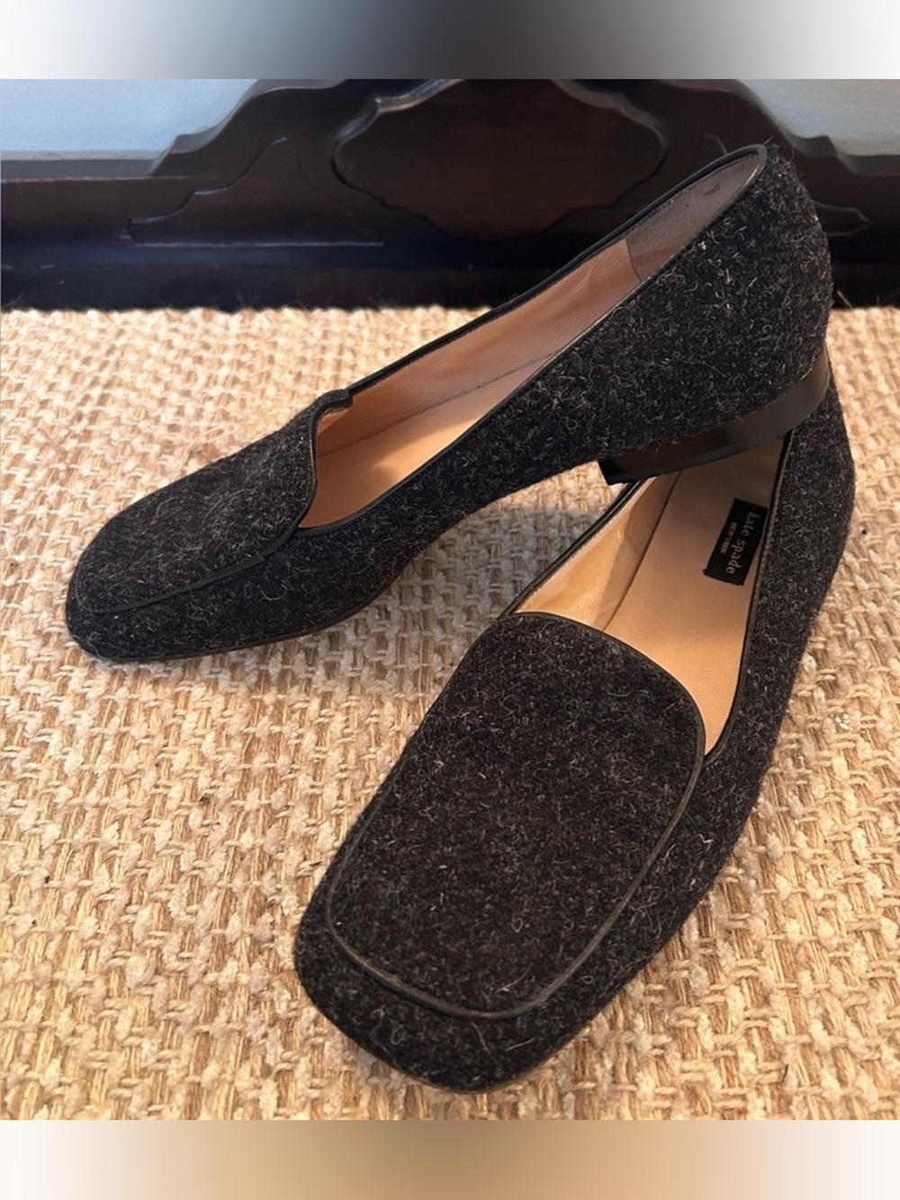 kate spade Black Tweed Loafers